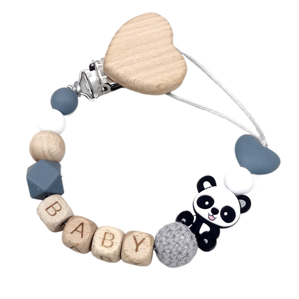 Baby Product - Drewniany, personalizowany łańcuszek do smoczka dla