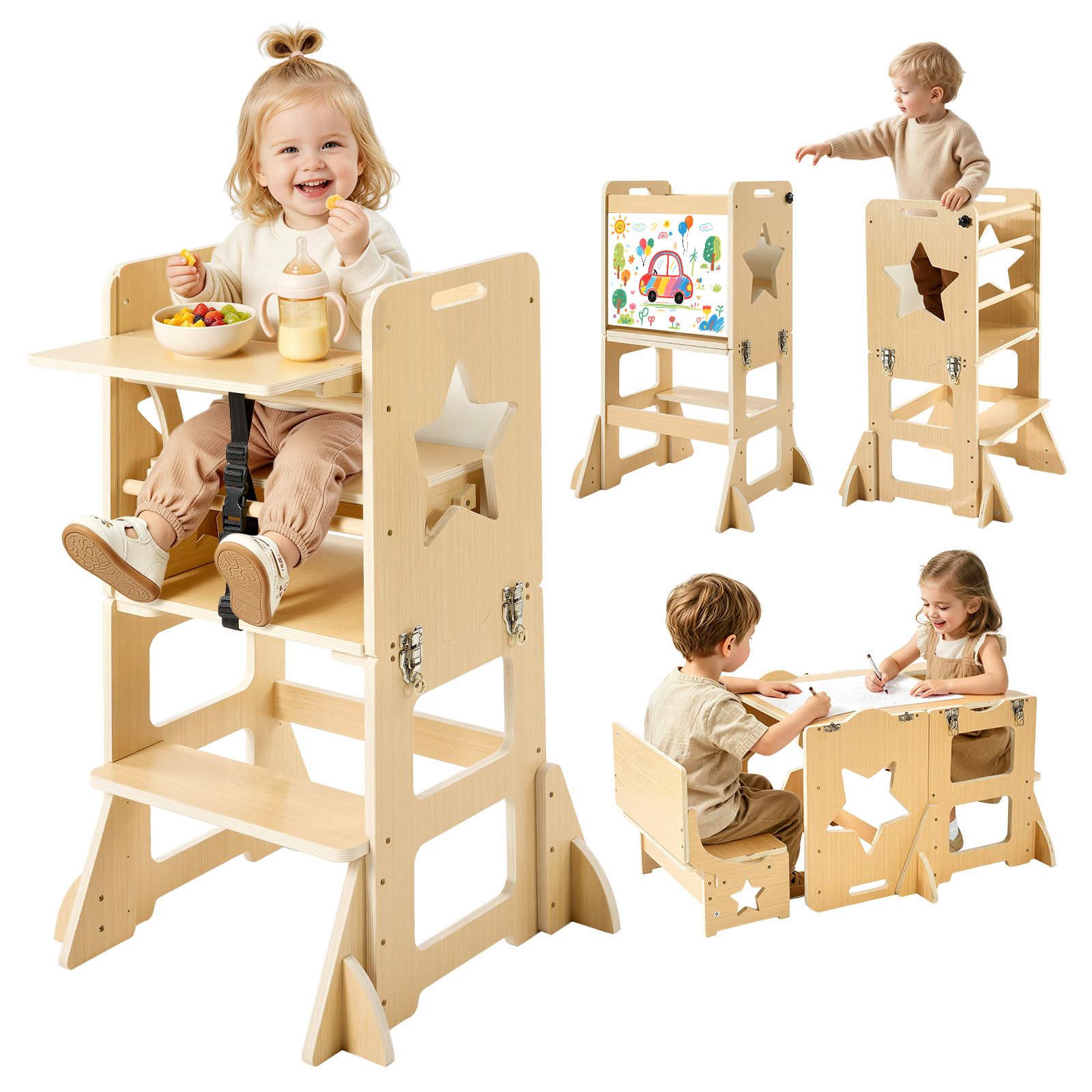 Toddler Learning Tower - Drewniana wieża dla maluchów, stołek kuchenny